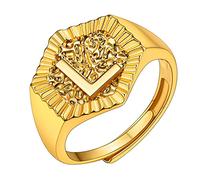 GoldChic Plaque Or Acier Lettre L Femme Reglable Bague Ouvert Hexagone Fille Fine Initiale L Alphabet Adjustable Cercle Doigt Souple Annulaire Index Auriculaire Cadeau Maman Copine Amie BFF