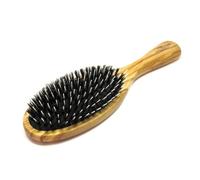 Golddachs Brosse pneumatique en bois d'olivier et 100% poils de sanglier avec pointes (pointes de coiffage) arrondies, 11 rangs