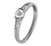 Golddream Bague Cristaux Zircone Blanc Taille Femme. Or Blanc 58 8 Carats Gdr508j58