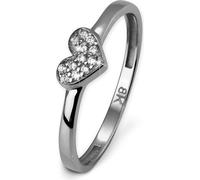GoldDream Bague en or 8 carats taille 58 coeur zircon blanc 333 or blanc D2GDR503J58