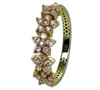 Golddream Bague En Or Fleurs Taille 54 Zircone Rose Or Jaune 333 Gdr544y54