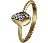 GoldDream Bague Femme Gr. 56 feuille or jaune 8 carats or blanc zirconium D2GDR506Y56