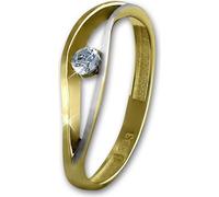 GoldDream Bague Femme Gr. 58 vague or jaune 8 carats bicolore zirconium D2GDR510T58