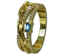 Golddream Bague Or Glamour Taille 54 Zircone Blanc Or Jaune 18 Carats Gdr542y54