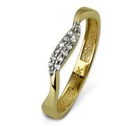 Golddream Bague Vague Taille 56 Or Jaune 333 Zircone Blanc Or 8 Carats Gdr501y56