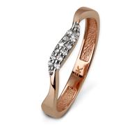 Golddream Bague Vague Taille 58 Or Rose 333 Zircone Blanc Or 8 Carats Gdr501e58