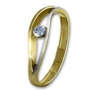 Golddream Bague Vague Zircone Bicolore Taille Femme. Or Jaune 58 8 Carats Gdr510t58
