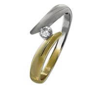 Golddream Bague Zircone Blanche Pour Femme En Taille 60 Or Jaune 333 Bicolore Gdr533t60