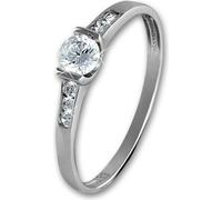 GoldDream Bague zirconia or blanc 8 carats taille 56 cristaux blancs femmes GDR508J56