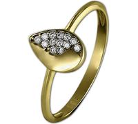 GoldDream Bague zirconia or jaune 8 carats taille 56 feuille or blanc femmes GDR506Y56