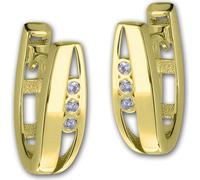 GoldDream Bijoux pour Femme Boucles d'oreilles 3 zirconiums Créoles 333 or jaune D2GDO5621Y