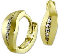GoldDream blanc Créoles feuille zirconium Femme 333 or jaune Boucles d'oreilles GDO538WY