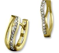 GoldDream blanc Créoles vagues zirconium Femmes 333 or jaune Boucles d'oreilles GDO532WY