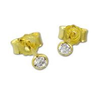 Golddream Boucle Doreille Or Clous Doreilles 3mm Zircone Blanc Or Jaune 333 Gdo0053y