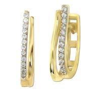 Golddream Boucles Doreilles Créoles Double Ligne Or Jaune 333 Zircone Blanc Poli Femme Gdo5661y
