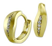 GoldDream blanc Créoles feuille zirconium Femme 333 or jaune Boucles d'oreilles GDO538WY