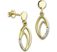 GoldDream Boucles d'oreilles Ovale Zirconia blanc Femme 333 or jaune Boucles d'oreilles GDO558WY