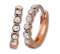 Golddream Boucles Doreilles Rose Blanc Zircone 333 Or Rose Boucles Doreilles Créoles Femme Gdo5628e