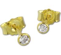 GoldDream clou d'oreille 3mm boucle d'oreille 333 or jaune 8 carats zircon blanc D2GDO0053Y