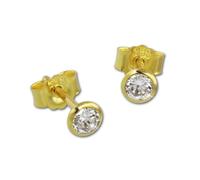 GoldDream clou d'oreille 4mm boucle d'oreille 333 or jaune 8 carats zircon blanc D2GDO0054Y