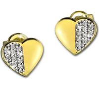 GoldDream clou d'oreille 9mm boucle d'oreille 333 or jaune 8 carats cœur zirconium D2GDO5081Y