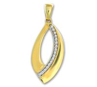 Golddream Collier Chaîne Or 333 Pendentif Feuille Zircone Blanc 8 Carats Gdh507wy