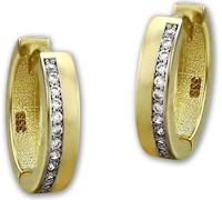 Golddream Boucles Doreilles Line Zircone Blanc 333 Boucles Doreilles Créoles Pour Femmes En Or Jaune 8k Gdo528wy