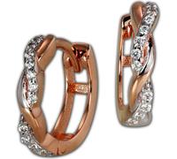 GoldDream Femme Boucles d'oreilles Créoles rose blanc D2GDO5041E