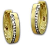 GoldDream Femme Boucles d'oreilles Ligne Zirconia blanc Créoles 333 or jaune D2GDO528WY