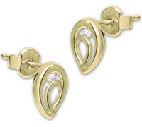 GoldDream or blanc clou d'oreille ovale zirconium femme 333 or jaune GDO5637Y