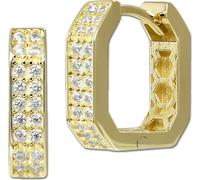 GoldDream or blanc Créoles Femme 333 or jaune Boucles d'oreilles GDO5711Y