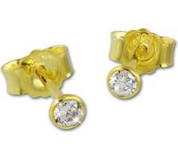 GoldDream or clou d'oreille 3mm 333 or jaune boucle d'oreille zircon blanc GDO0053Y