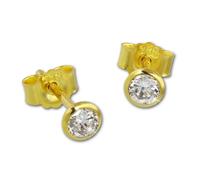 GoldDream or clou d'oreille 4mm 333 or jaune boucle d'oreille zircon blanc GDO0054Y