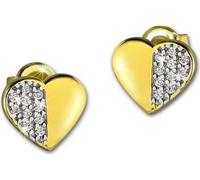 GoldDream or clou d'oreille 9mm 333 or jaune boucle d'oreille cœur zirconia GDO5081Y