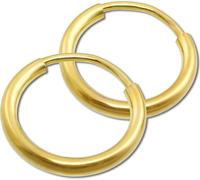 GoldDream or Créoles 15mm Femme 333 or jaune 8 carats Boucles d'oreilles GDO00015Y