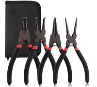 Goldeluxe Jeu de 4 Pince a circlips,Pince circlips 170MM,Pinces à circlips droites et coudées en acier carbone avec revêtement PTFE - antirouille, anti-huile et résistantes aux hautes températures