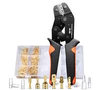 Goldeluxe Pince a sertir cosse electrique（0.5-2.5mm²）avec 300 ensembles Connecteur electrique.3 tailles de Cosses electriques a sertir.Pince multiprise,Pince electricien,Pince à sertir,Cosse a sertir