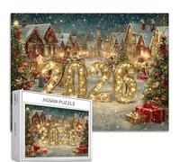 Golden 2026 - Poster du Nouvel An de 1 000 pièces pour adultes - Puzzle coloré à faire soi-même pour décoration de la maison, cadeaux - Puzzle familial parfait pour les soirées de jeu - 70 x 50 cm