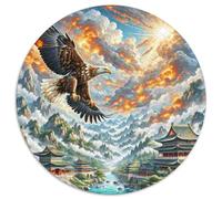 Golden Aigle Balayage Pics 1000 Pièces Jigsaw Puzzles Art Puzzle Circulaire pour Enfants Encastrement Parfait Jeu D'Intelligence De l'art De La DécoRat ION Moderne 1000pcs (67.5x67.5