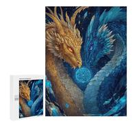 Golden and Blue Dragons Artwork Puzzle 1000 Pièces Educa Jouet en Bois Cadeau Unique Décoration Intérieure Jeu Éducatif Challenge Toy Adultes Et Enfants À Partir De 14 Ans 500 PCS