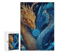 Golden and Blue Dragons Artwork Puzzle 1000 Pièces Educa Jouet en Bois Cadeau Unique Décoration Intérieure Jeu Éducatif Challenge Toy Adultes Et Enfants À Partir De 14 Ans 300 PCS