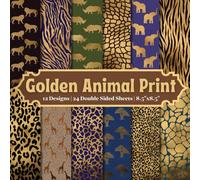 Golden Animal Print Scrapbook Paper Craft Pad: 12 Gold Safari Designs, 24 Double-Sided Sheets Printed on 8.5"x8.5" Size Paper With Premium Print. ... Cardstock, Decoupage, Collage, DIY And More!