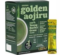 Golden Aojiru Original - Poudre de jus d'herbe verte d'orge jeune avec fibres alimentaires riches, 100 % cultivé au Japon - Prêt à l'emploi - Paquet individuel de 3 g × 46 pièces - Végétalien, sans