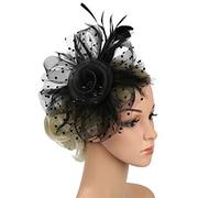 Golden Apple Chapeau bibi pour femme - Pour fête de thé, cocktail, Halloween, fantôme, mariée - Noir - Pince à cheveux