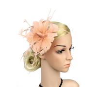 Golden Apple Pince à cheveux avec fleur latérale Gatsby Flapper Plume Barrette à cheveux Vintage Broche de mariage (rose nude)