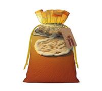 Golden Beach Sea Sacs de Noël réutilisables avec cordon de serrage pour fête de Noël, ruban jaune, taille M