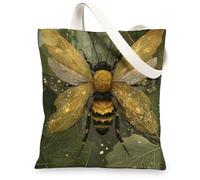 Golden Bee Sac fourre-tout en toile réutilisable inspiré de la nature Sacs d'épicerie légers et respectueux de l'environnement 33 x 38 cm