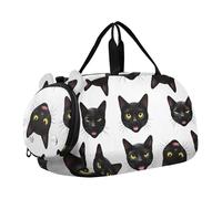 Golden Bees Sac de sport en nid d'abeille pour filles Noir, Mignon visage de chat noir blanc, Classique