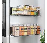 Golden Bell Etagère Magnétique Frigo, 2 Pcs Rangement Epices Cuisine, Porte Epices Cuisine, Etagere Murale sans Percage Etagère Réfrigérateur, Noir