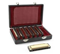 Golden Blues Harmonica Set of 7 with 10 Holes by Gear4music